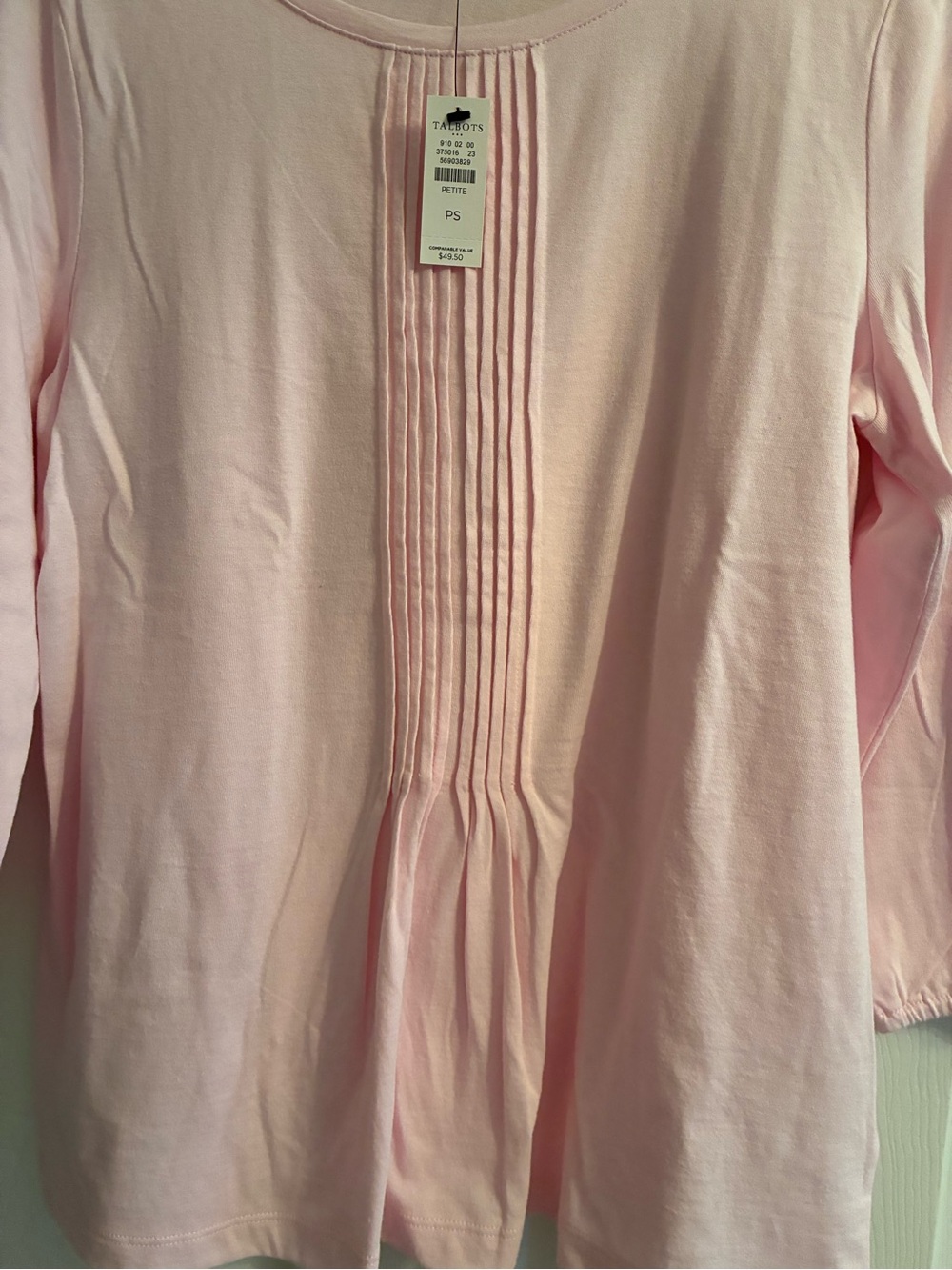 Two Talbots 3/4  Sleeve Pintuck Tee.
 One white and one pink.
Petite small.
NWT - Picture 10 of 12